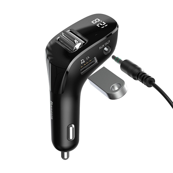 Baseus F40 Bluetooth Car Charger MP3 Dual USB 3A Display Black Images